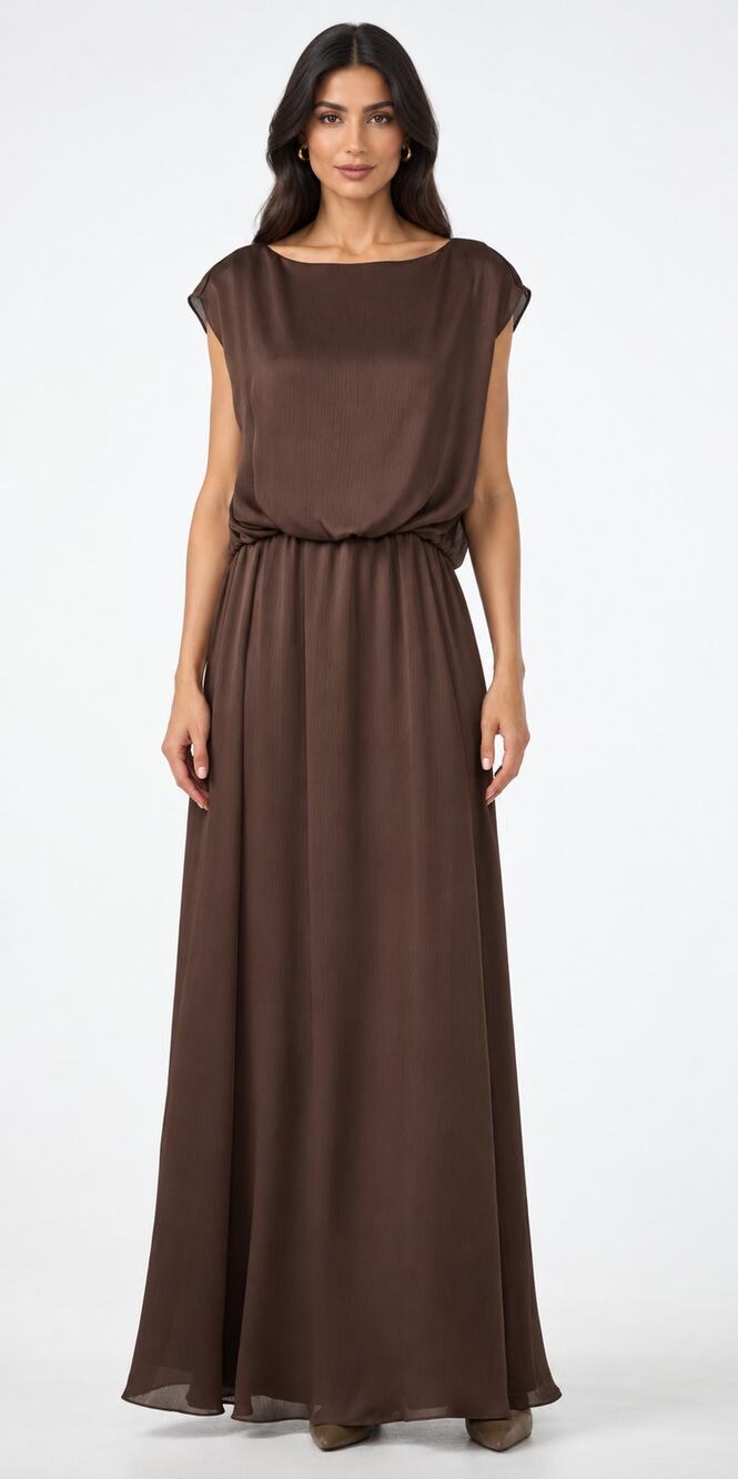 Trina Turk Vantage Blouson Sleeveless Maxi Dress Brown Womens Size Large NWT